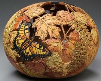 Шедевры из тыквенной кожуры